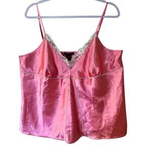 Baby Doll Cami Top Pink Satin Lace Fairy Coquette Y2K Midnight Magic SZ 1-2X